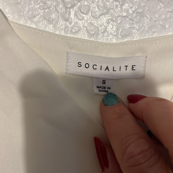 Social lite, ivory, colored, spaghetti, strap, tank top size small - Picture 2 of 7